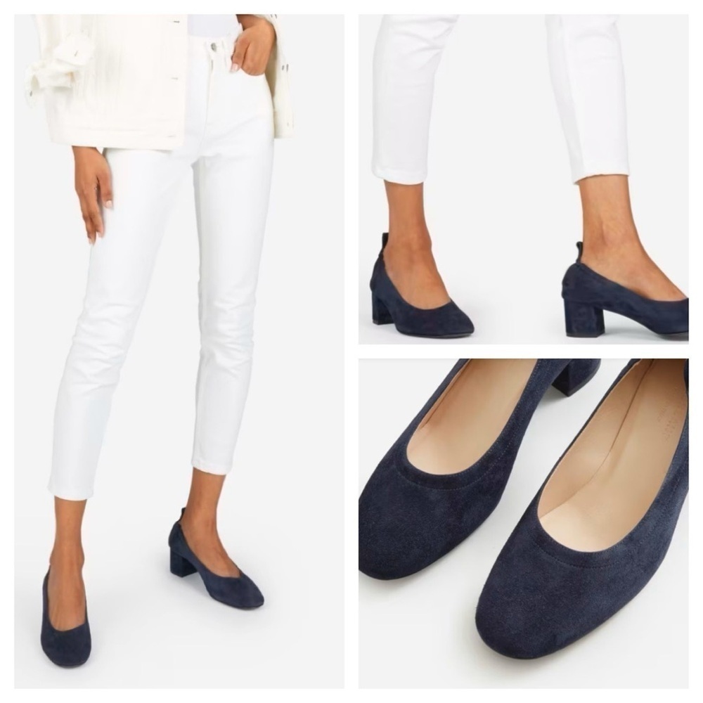 EVERLANE NAVY SUEDE DAY HEEL PUMPS SIZE 10